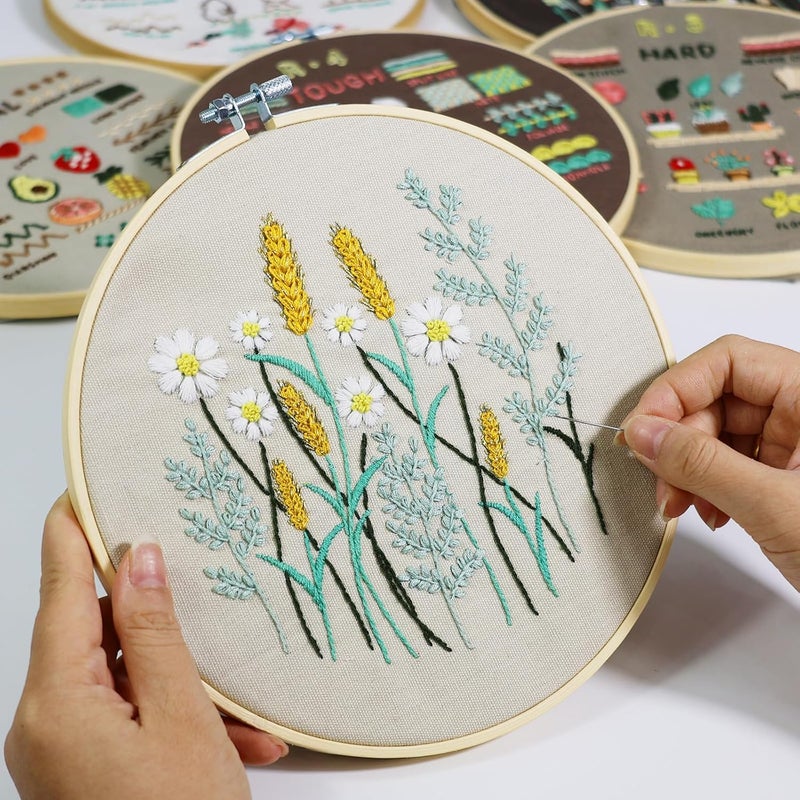 CYANFOUR 6 Stage Embroidery Kit for Beginners Adults, Easy to Learn 38 Different Stitches from Instruction & Video, Needlepoint Kits for Adults with Stamped Embroidery Patterns. - Image 3